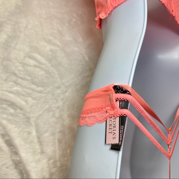 NWT Victoria’s Secret Orange Lace Bustier Longline Bra & Strappy Panties Set - Picture 11 of 15